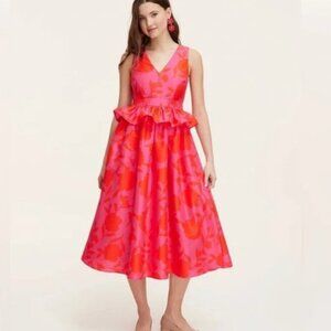 Kate Spade Pink and Orange Floral Midi Dress